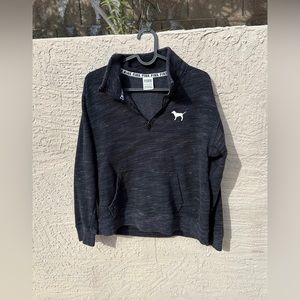 PINK Victoria’s Secret gray quarter-zip pullover sweatshirt 2010s